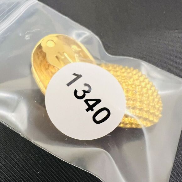 Vintage Large Brutalist Modernist Micro Thorns Earrings Clip On Gold Spiky 1115 - Picture 9 of 9